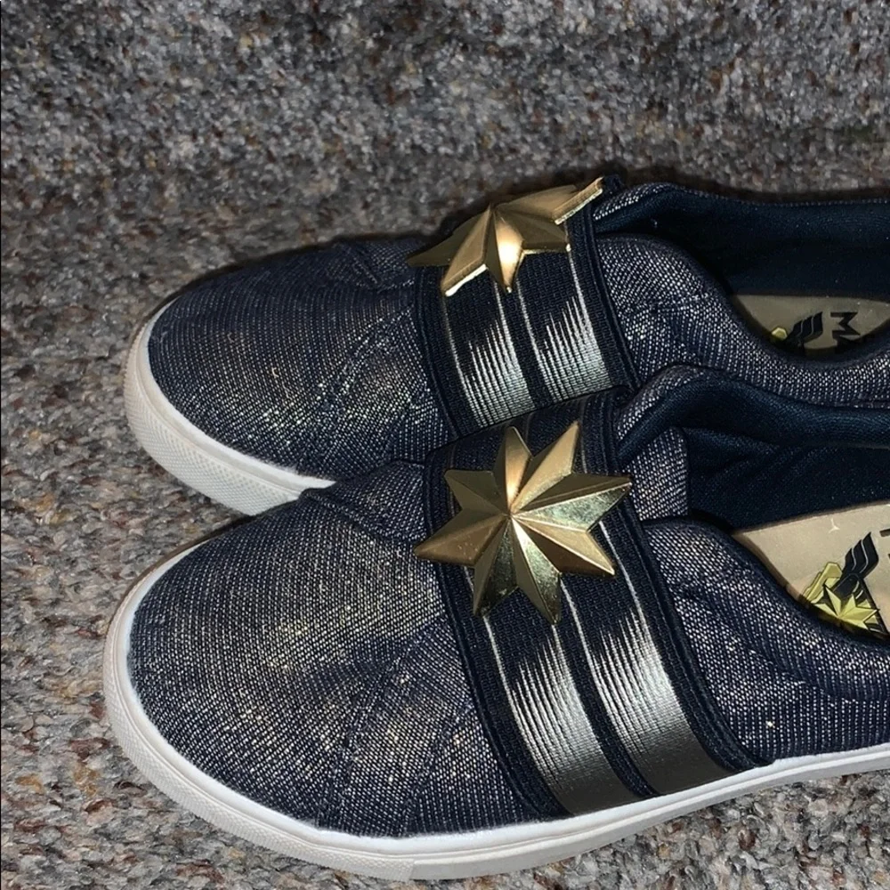 Captain Marvel Glitter Denim slipon shoes size 11